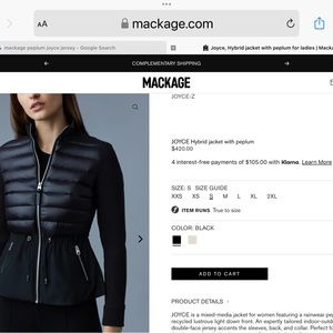 Mackage Womens Joyce Jersey Knit Peplum Jacket Black XX